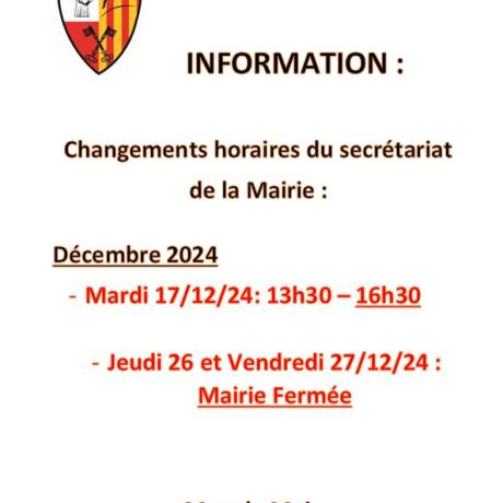 fermeture mairie décembre 2024