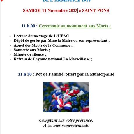 affiche cérémonie 11 NOVEMBRE