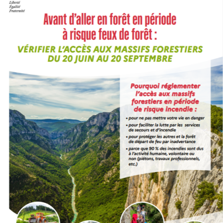 Risque incendie : plaquette et QR CODE d'accès aux massifs forestiers