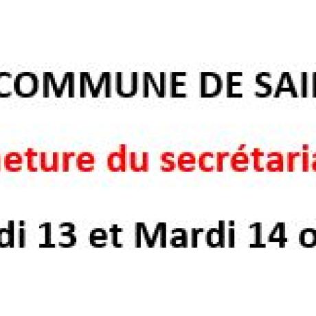 fermeture mairie 13 et 14 10 2025