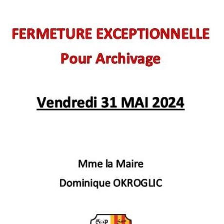 fermeture mairie archivage