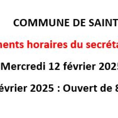 horaire mairie fév 2025