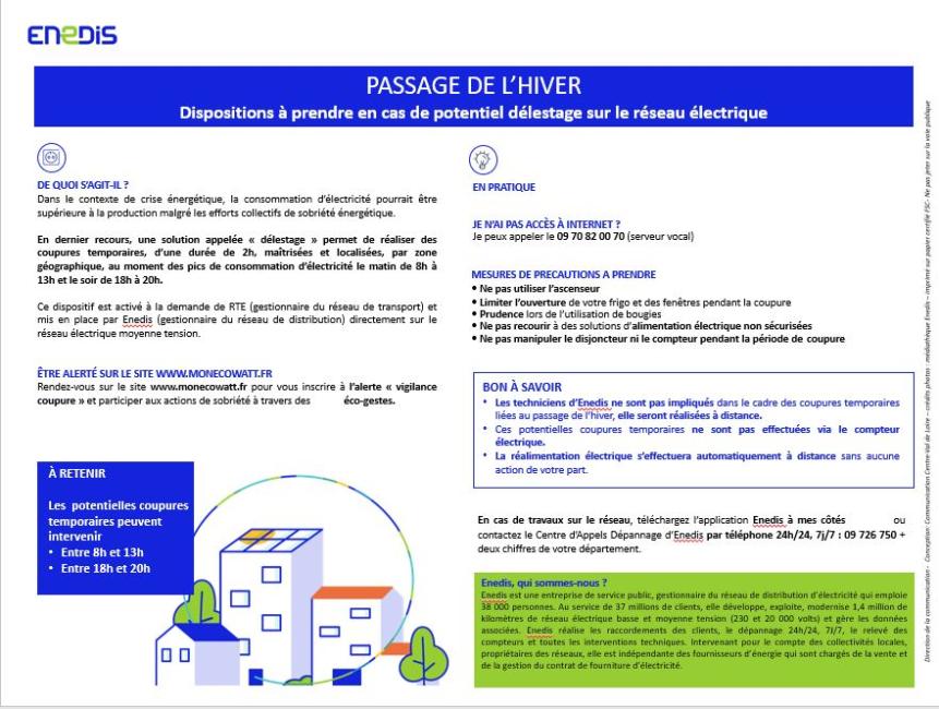 affiche explicative en cas de coupure