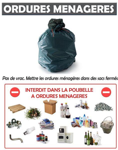 Déchets interdits dans les ordures ménagères