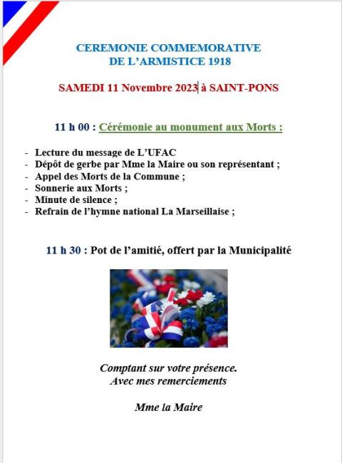 affiche cérémonie 11 NOVEMBRE