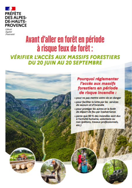 Risque incendie : plaquette et QR CODE d'accès aux massifs forestiers