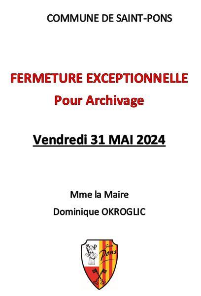 fermeture mairie archivage