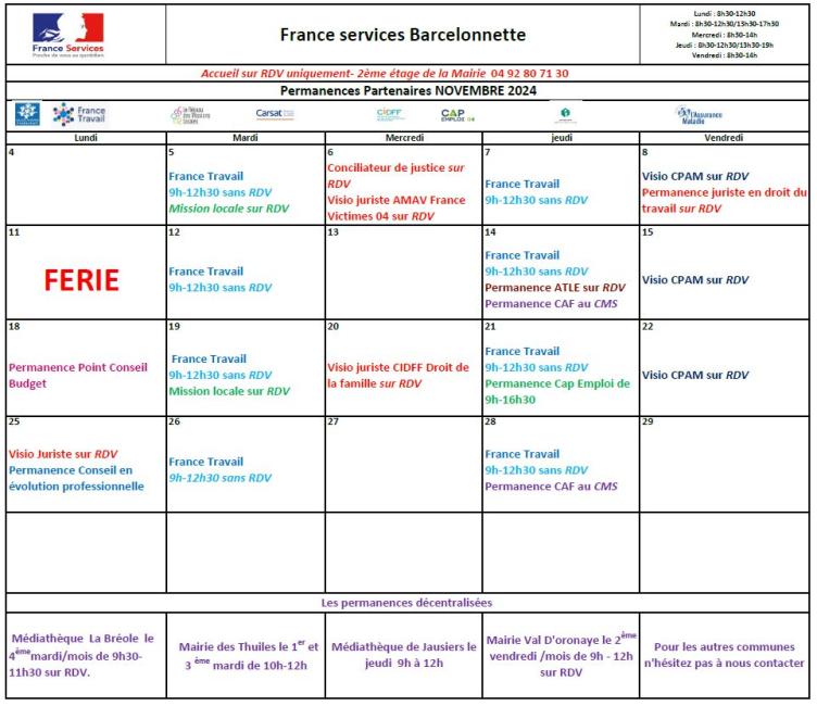 Planning Maison Santé Barcelonnette